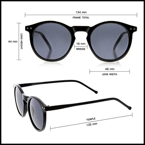 Vintage Retro Horn Rimmed Round Sunglasses with Keyhole Bridge main image 7